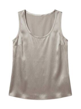 Brunello Cucinelli-New-Champagne Women's Stretch Satin Camisole Top Sz-Large